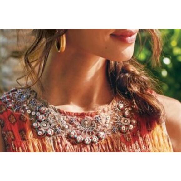 Soft Surroundings Colorful Beaded Boho Sleeveless Crinkle Maxi‎ Shift Dress 2X - Picture 11 of 11